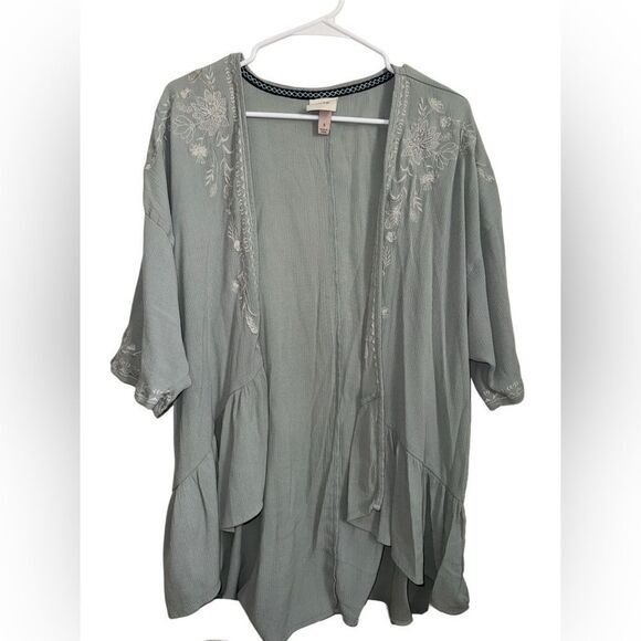 Knox Rose Tops - Knox Rose Embroidered Open Front Kimono